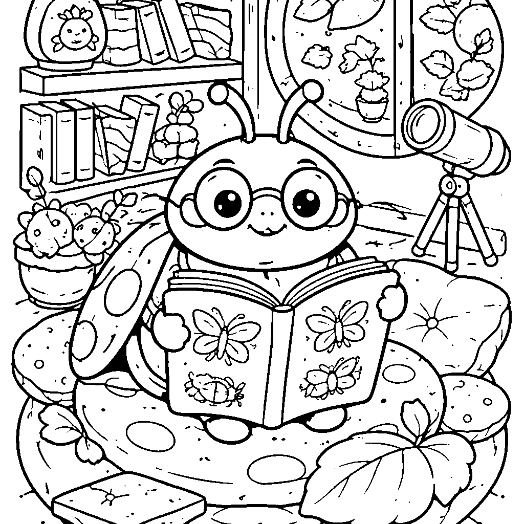 A Wise Old Beetle Reading a Book