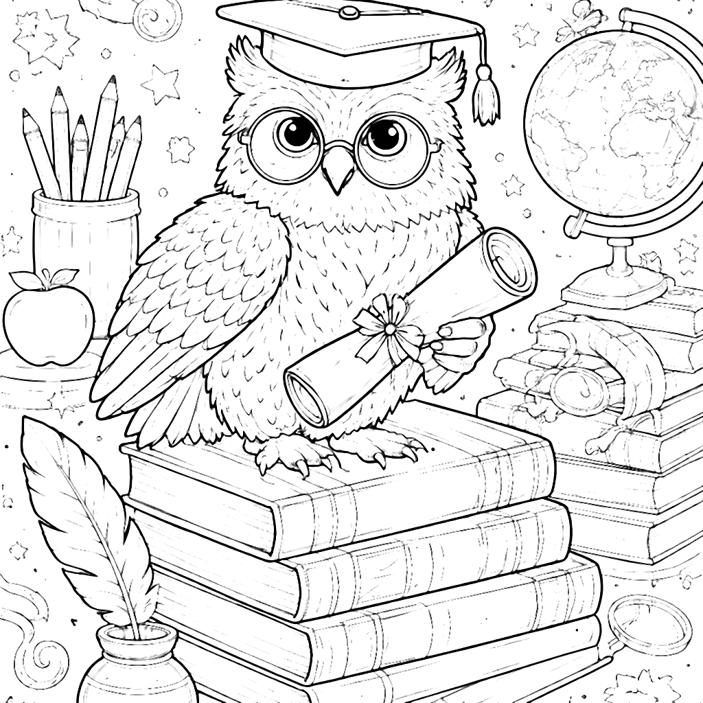 A Wise Owl Coloring Page for Educational Fun