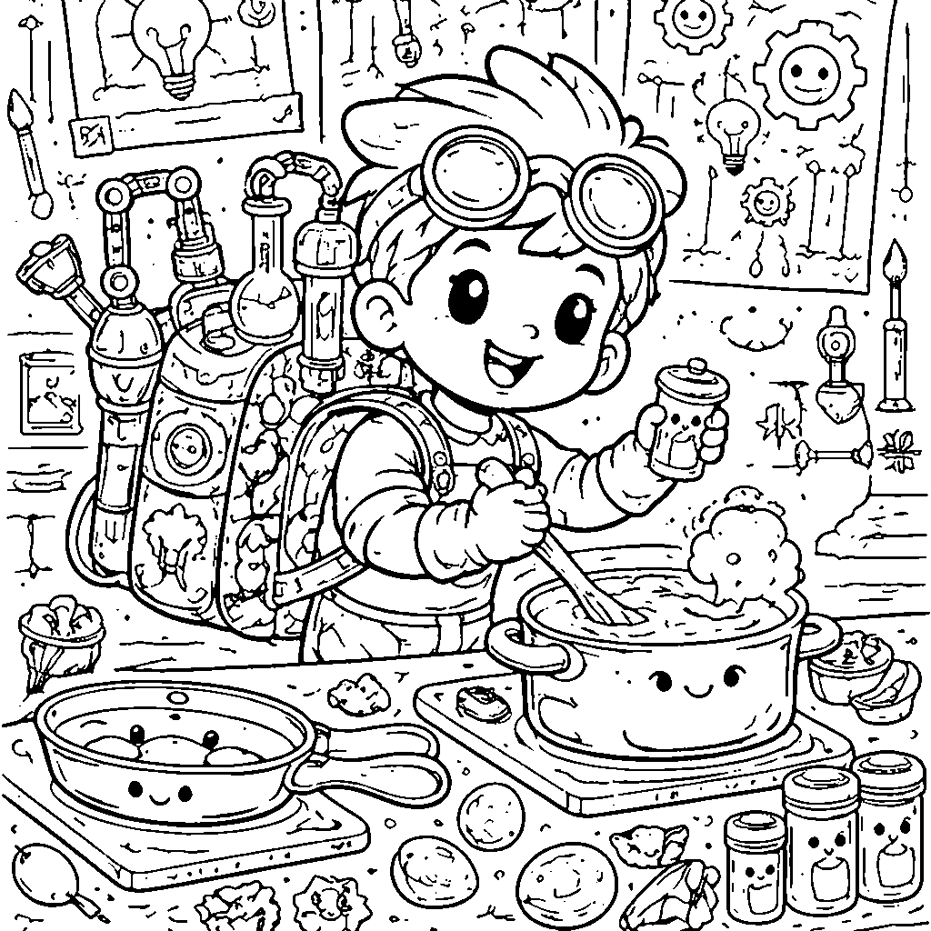 Innovative Young Inventor Coloring Page