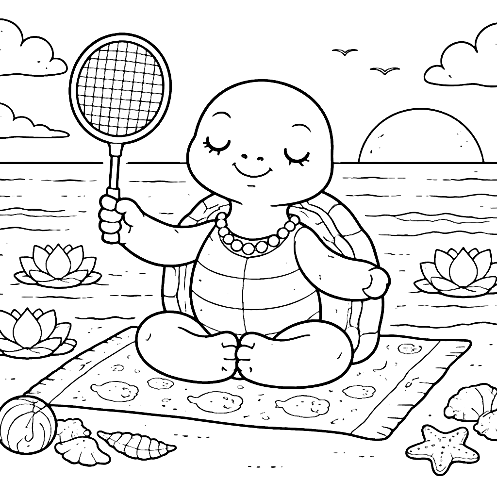 Zen-Inspired Tortoise Coloring Page for Kids