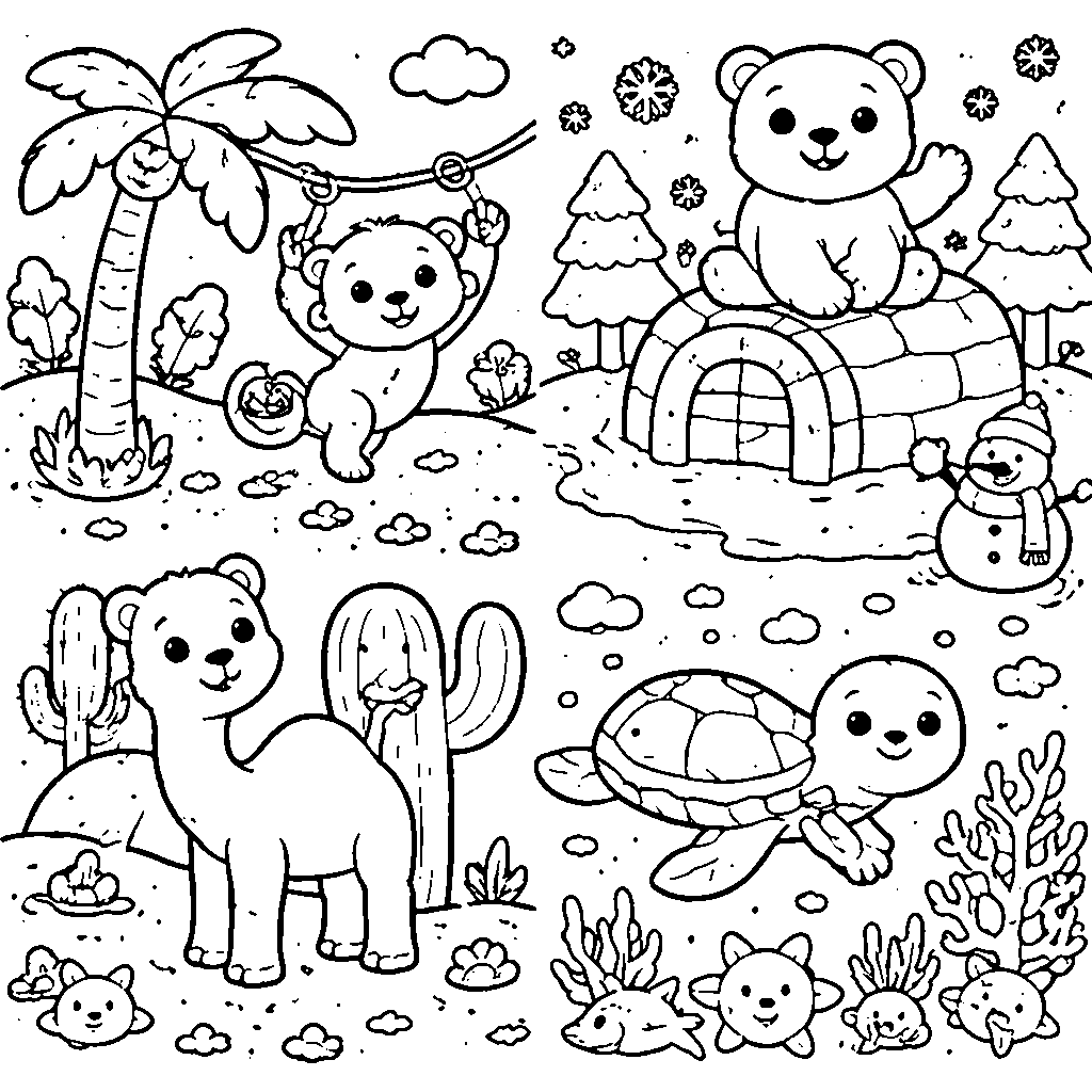 Animal Habitats Coloring Page