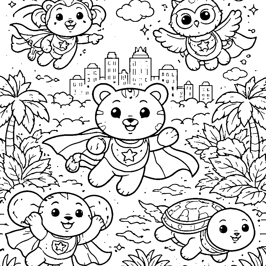Animal Super Squad Coloring Page