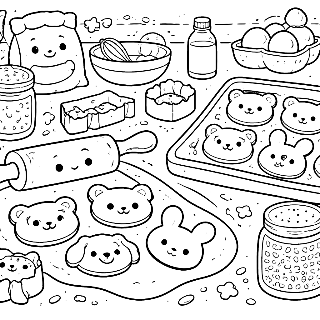 Baking Biscuit Animals - Fun Coloring Page for Kids