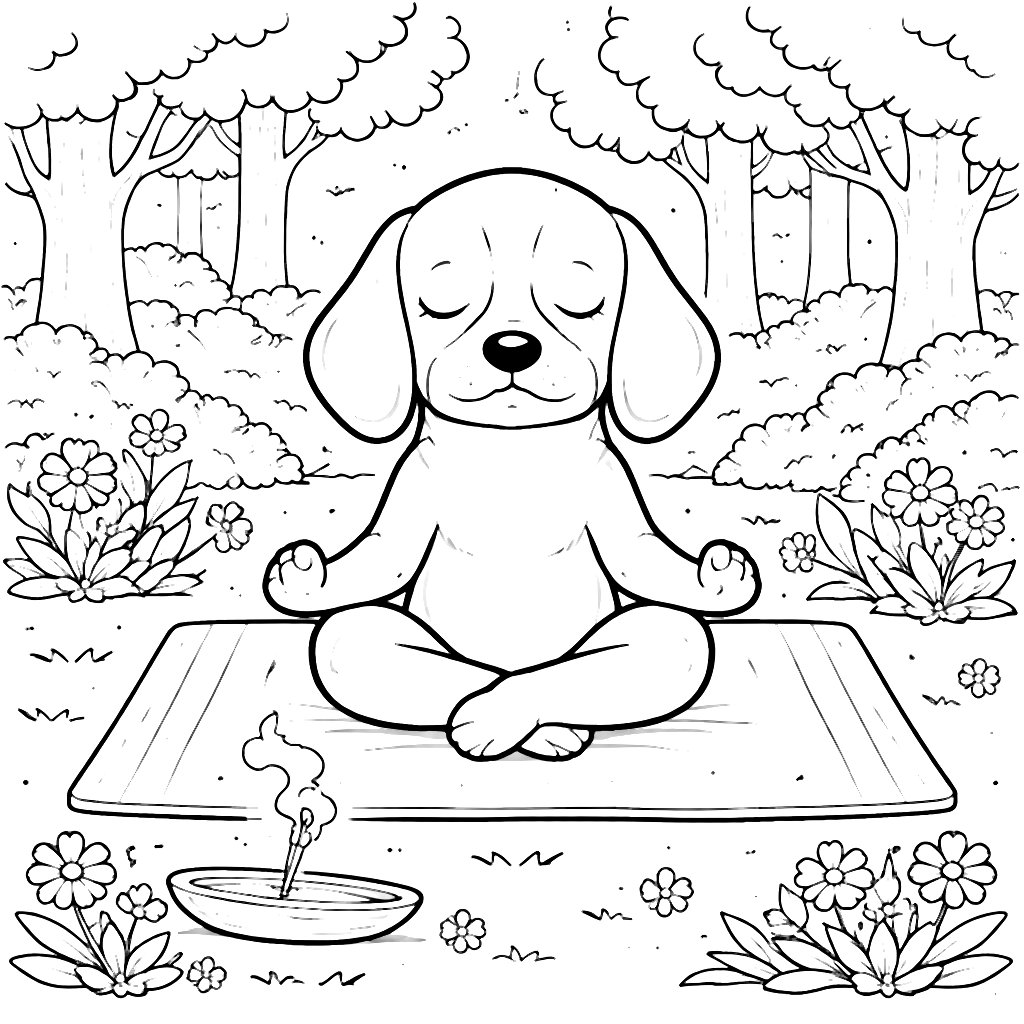 Beagle Meditating in a Serene Forest Clearing