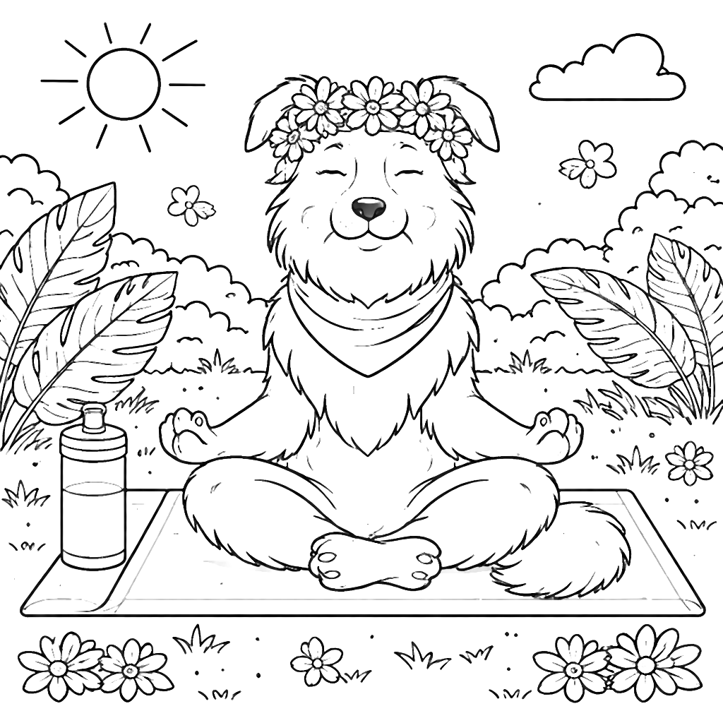 Border Collie Yoga Pose Coloring Page