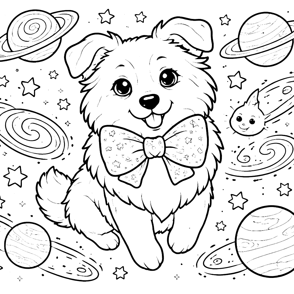 Coloring Page of a Celestial Border Collie