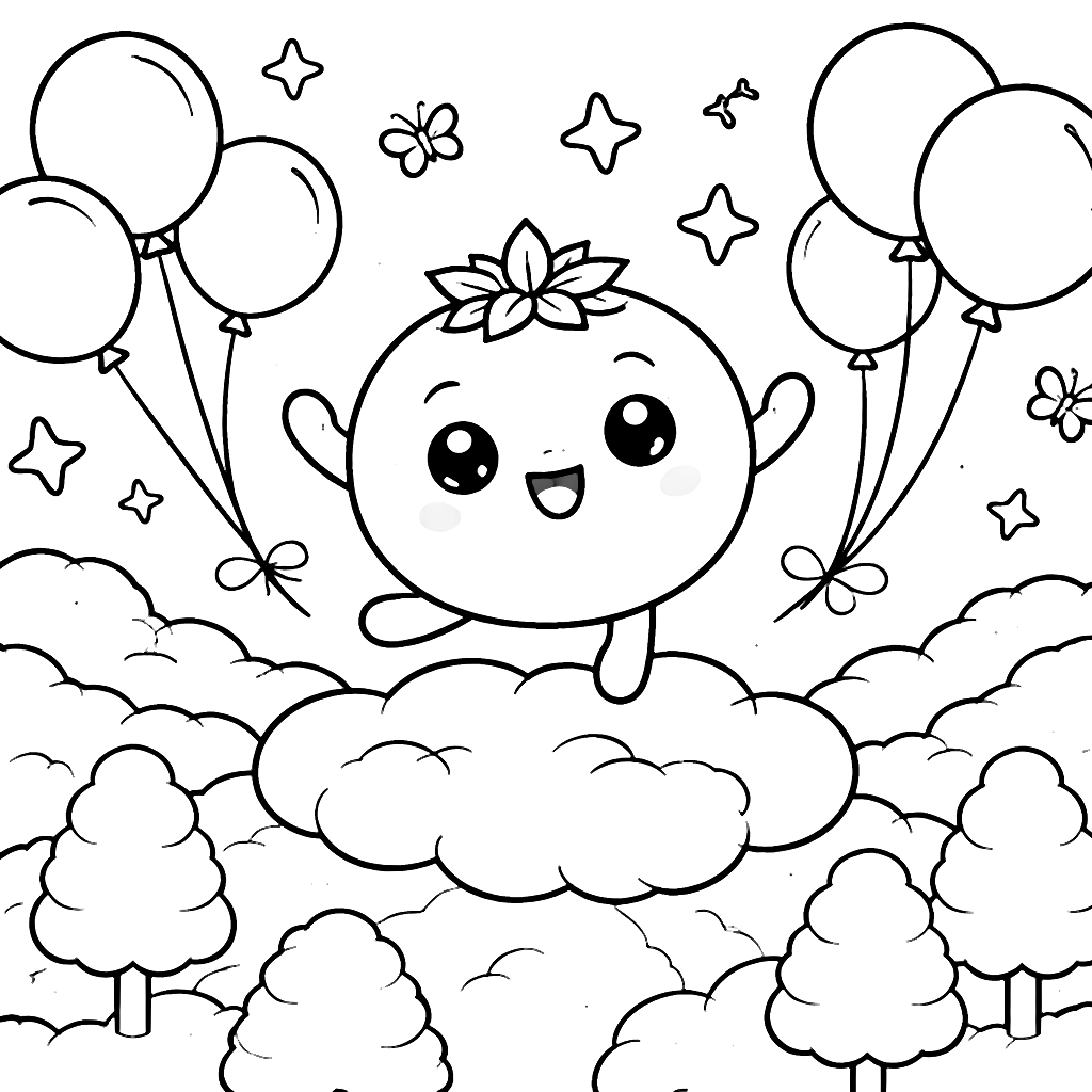 Bouncing Blueberry Coloring Page - Dance on a Cloud