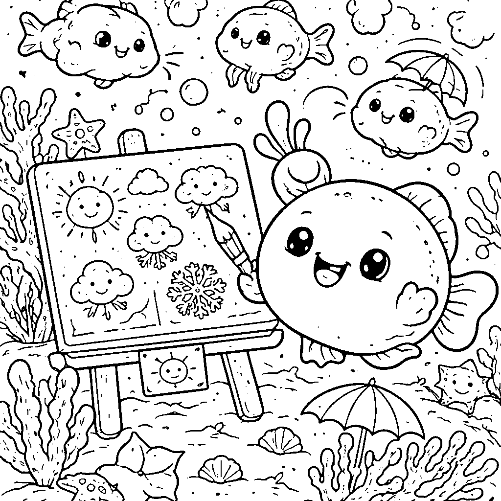 Colorful Bubble Fish Weather Station Adventure