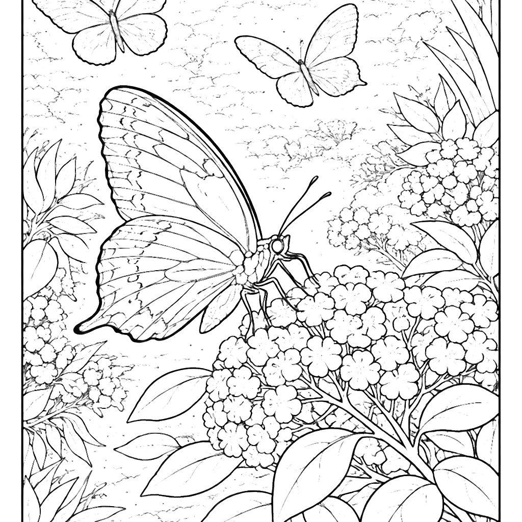 Beautiful Butterflies Sipping Nectar in a Lush Garden