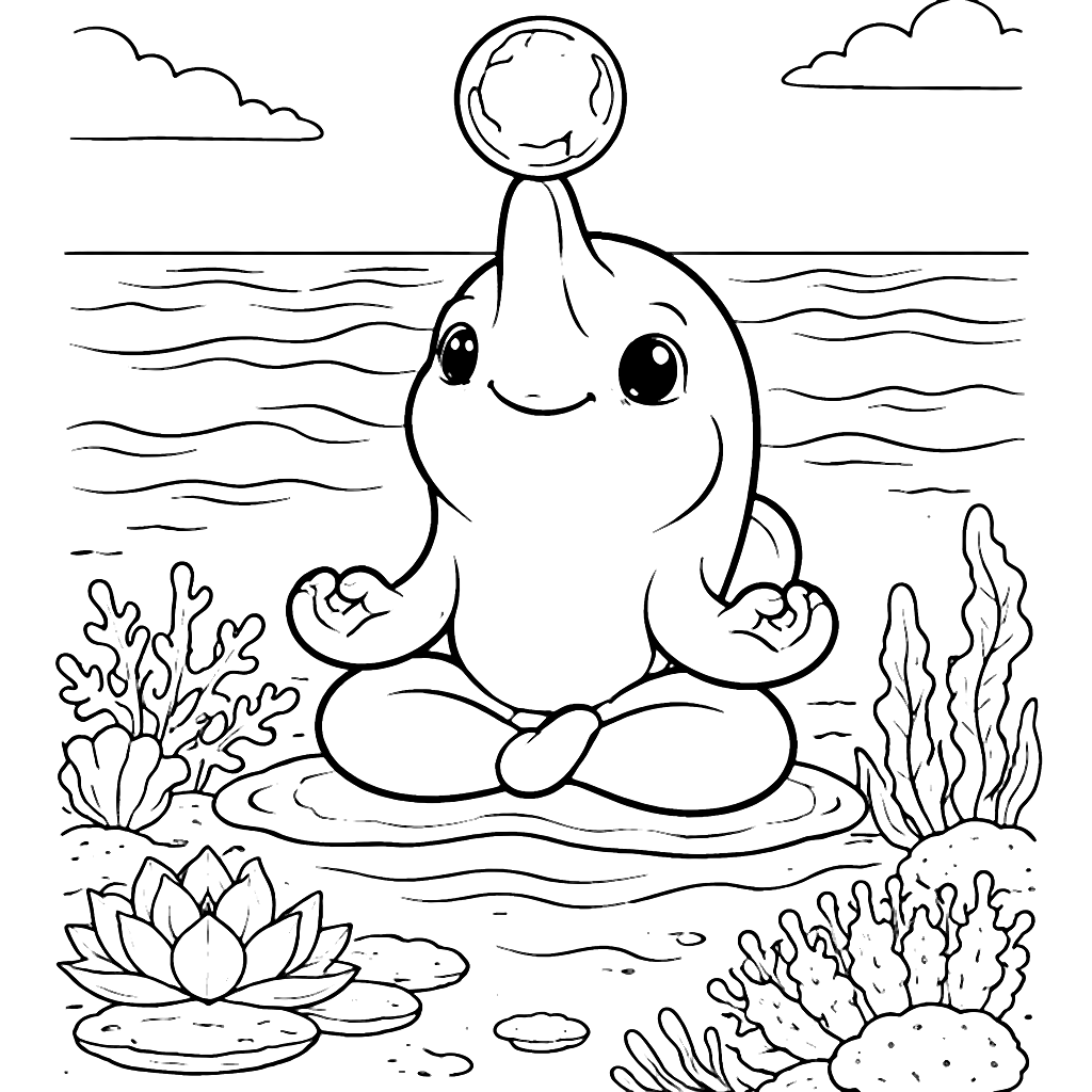 Calm Dolphin Coloring Page - Serene Ocean Scene