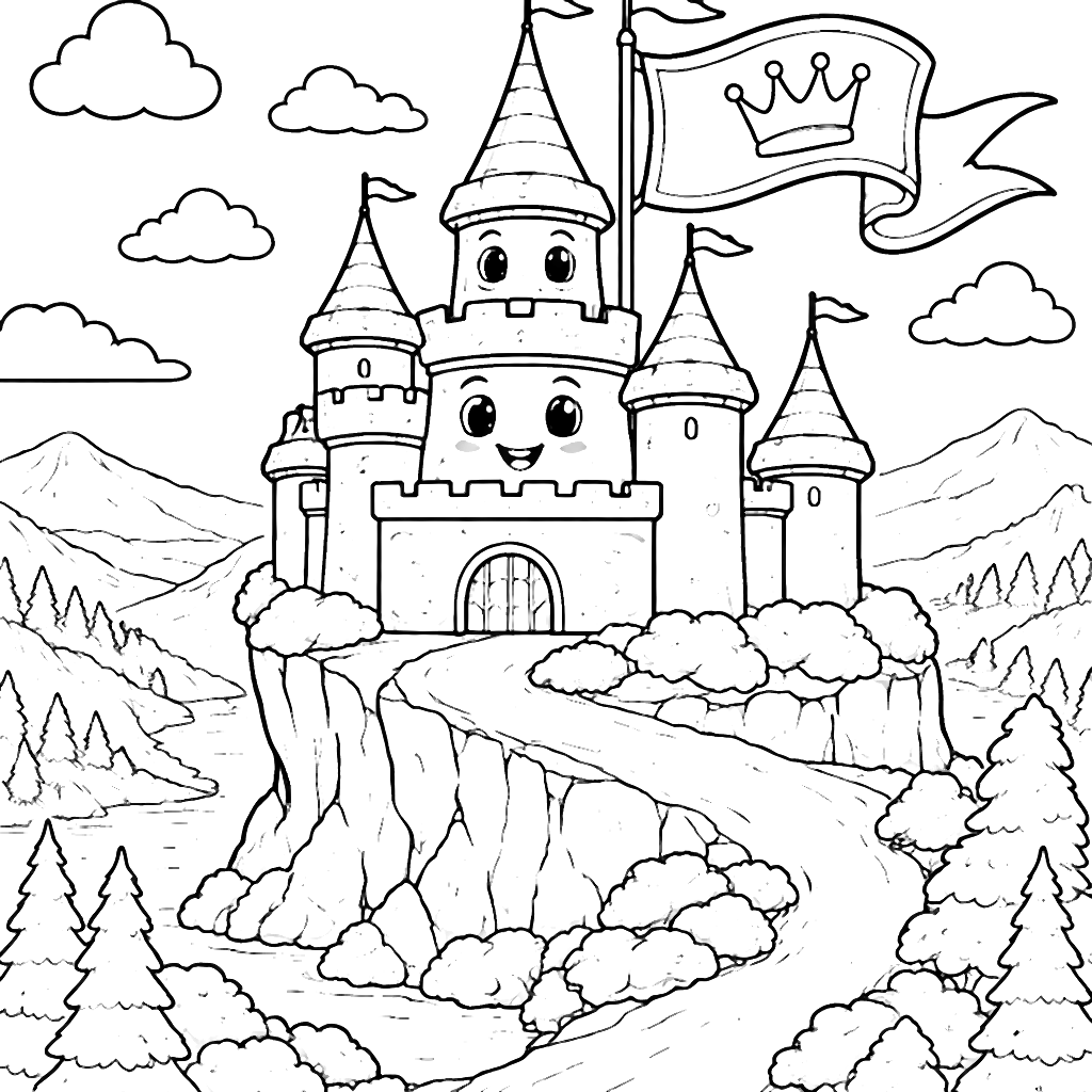 Majestic Castle Coloring Page for Kids
