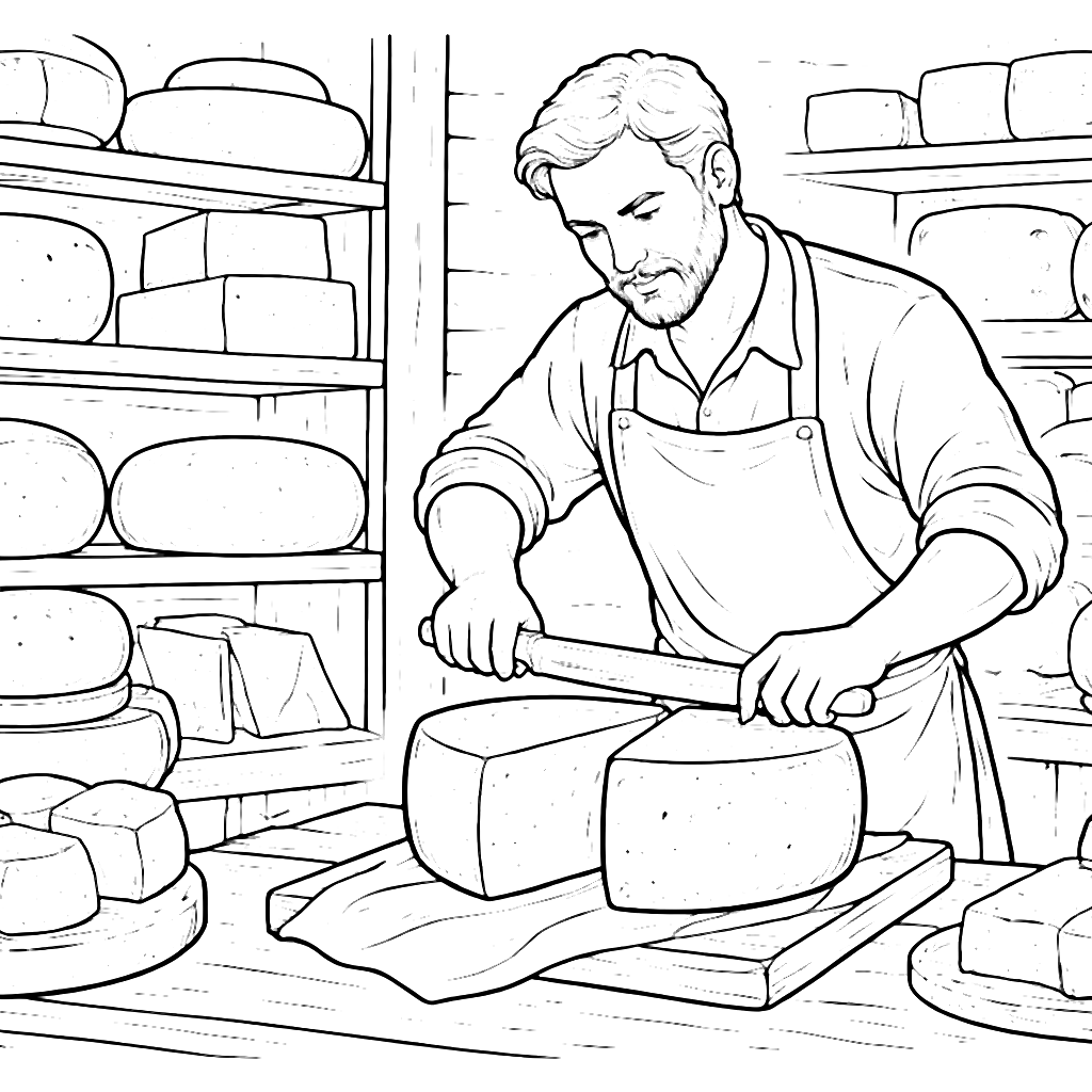 Aged Cheese Coloring Page for Food Lovers