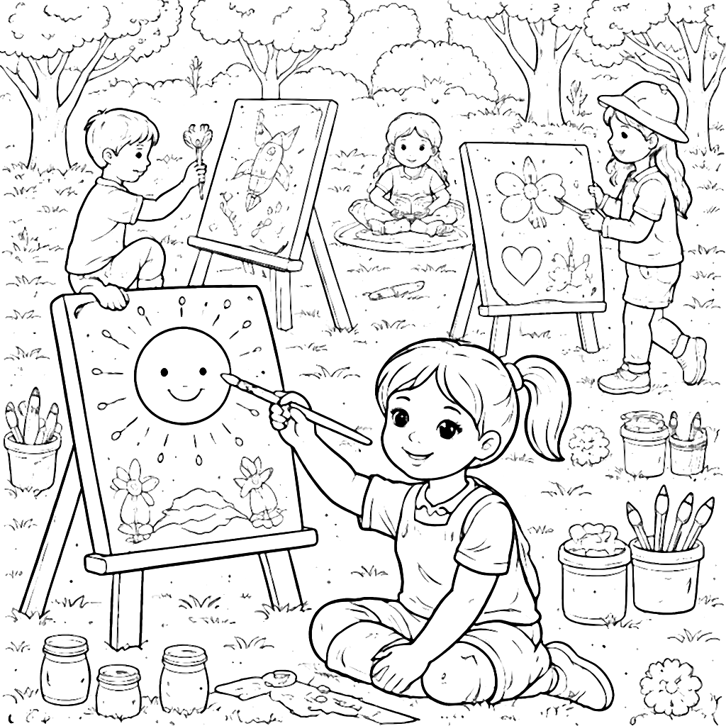 Creative Children's Day Art Project Coloring Page