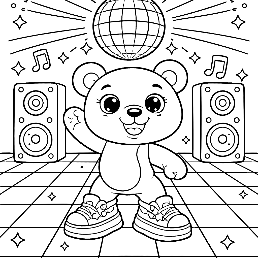 Fun Dancing Bear Coloring Page for Kids