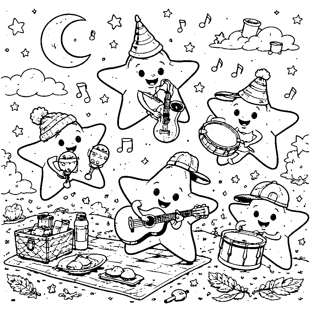 Dancing Stars Coloring Page