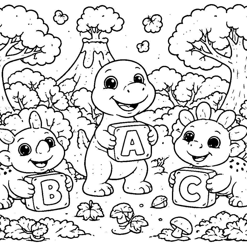 Dinosaur Learning Adventure Coloring Page