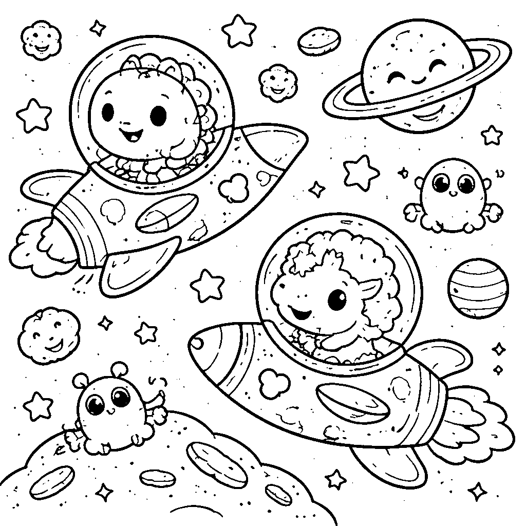 Dinosaur Space Explorers Coloring Page