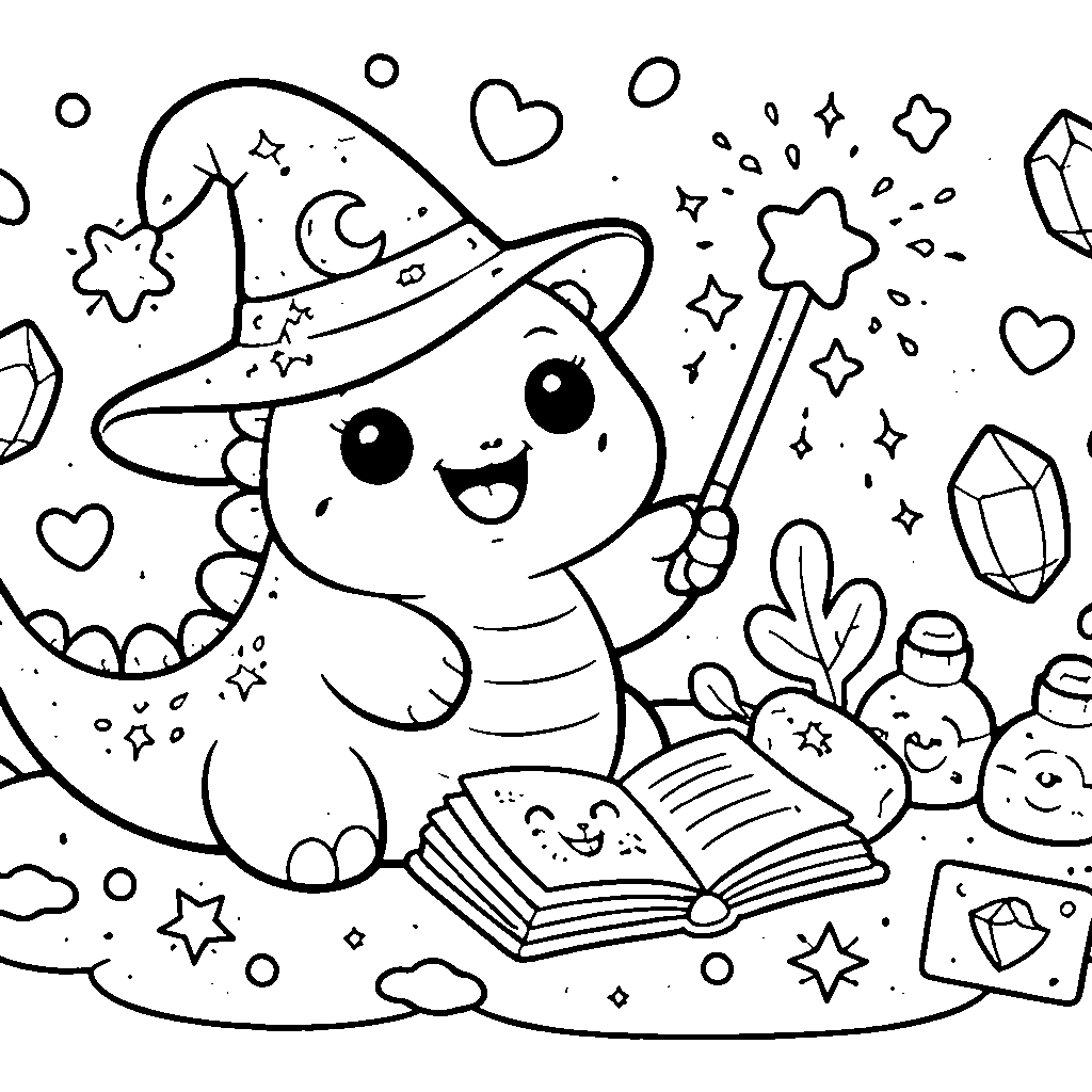 Dinosaur Wizard: A Magical Coloring Adventure