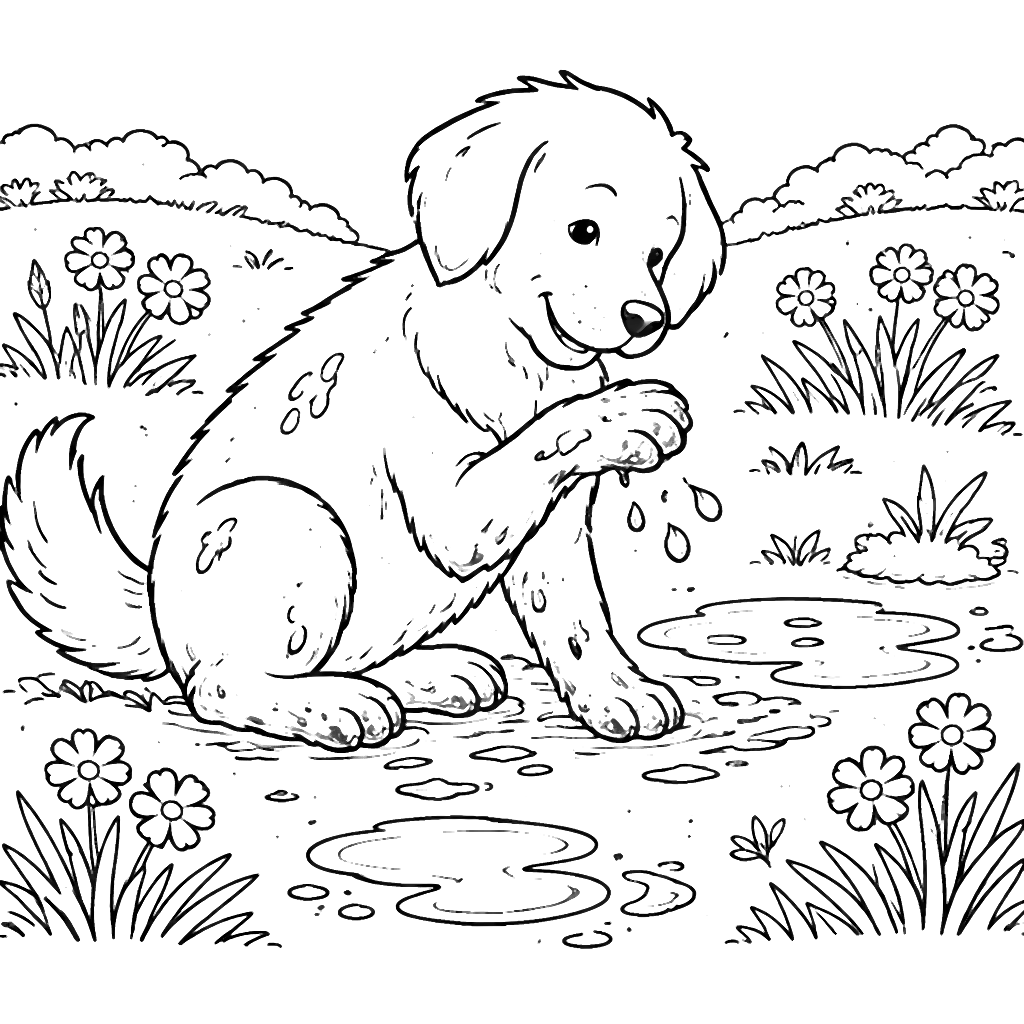 Charming Dog Coloring Page for Kids to Enjoy