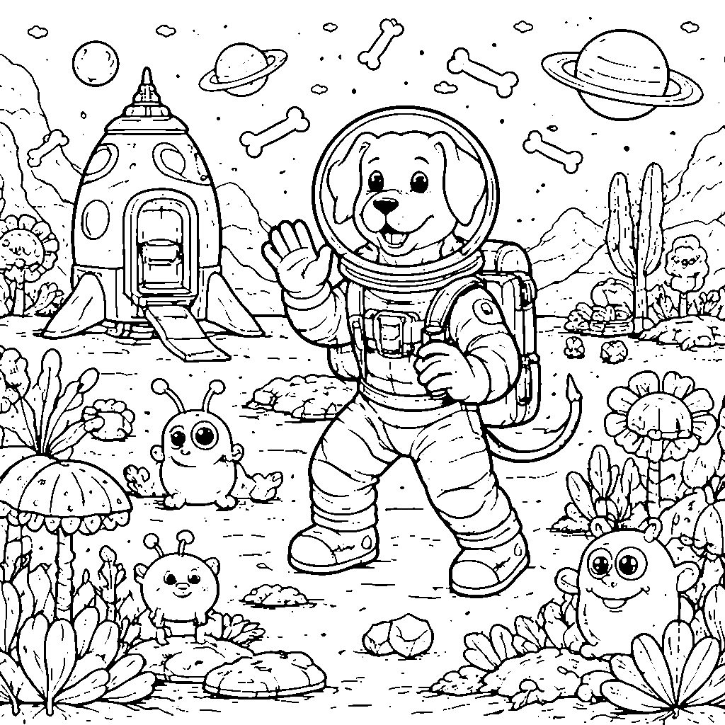 Dog Astronaut Coloring Page for Kids