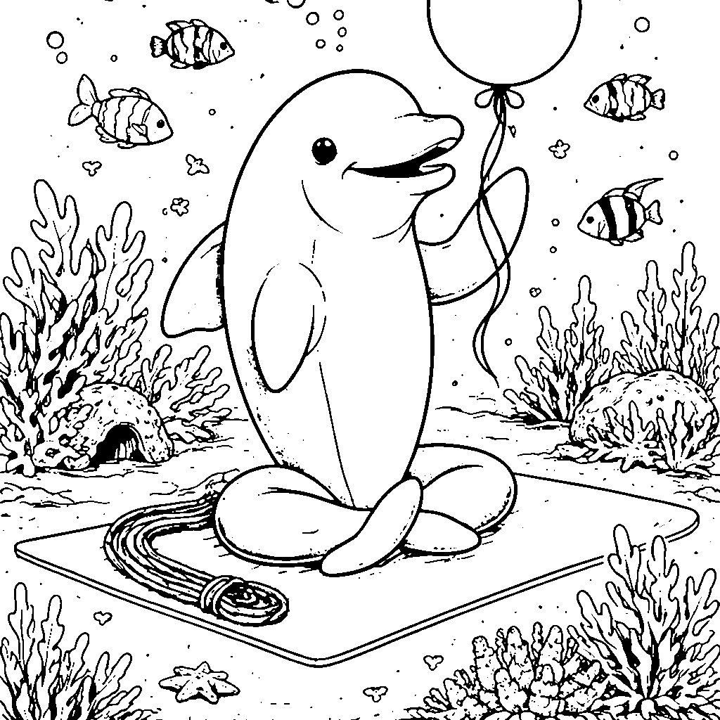 Dolphin Yoga Instructor Coloring Adventure