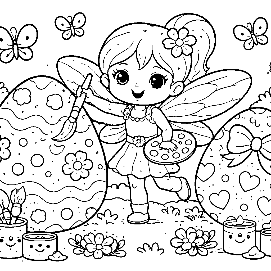 Easter Egg Fairy Coloring Page