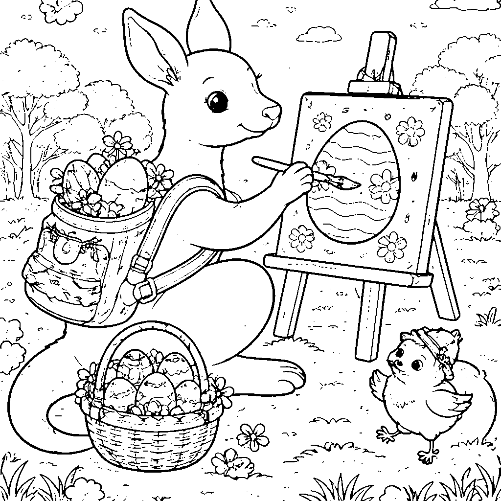 Hop into Easter Fun with Our Kangaroo Coloring Page!