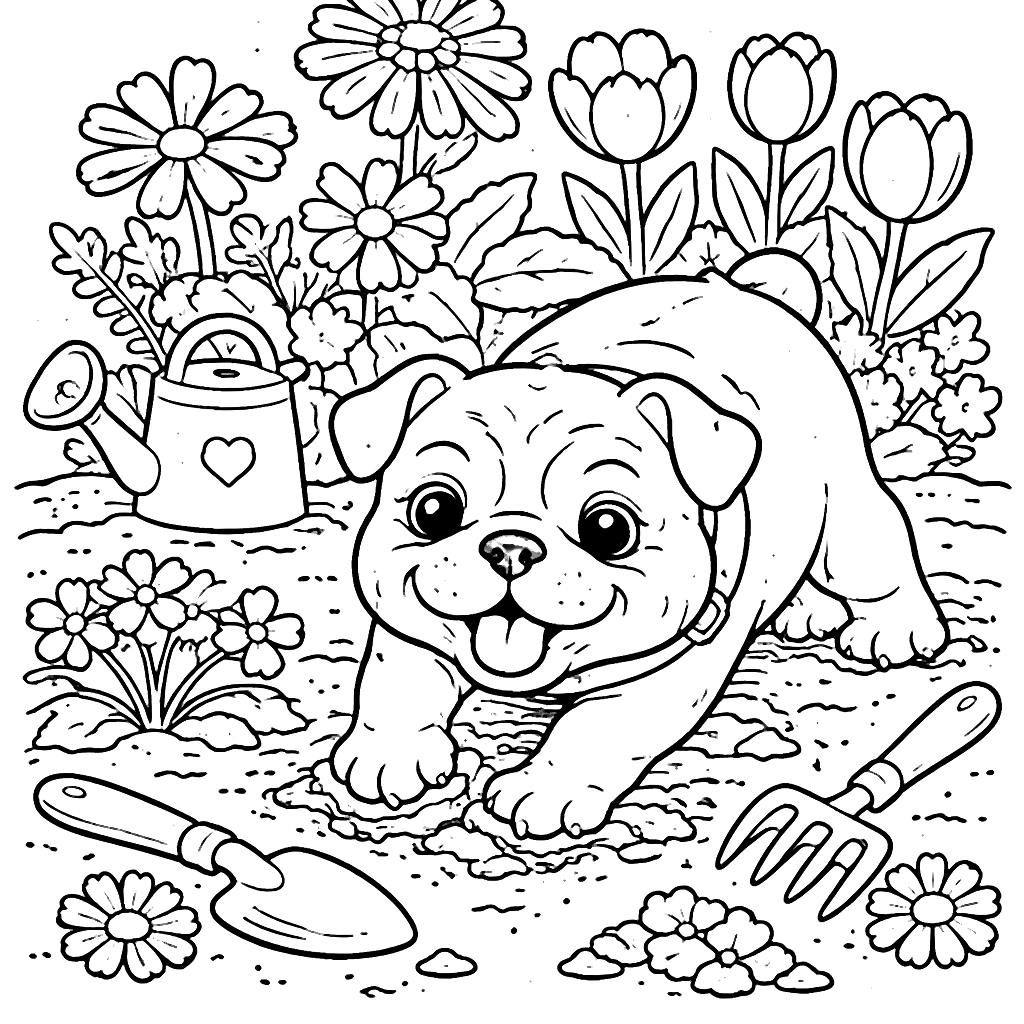 Fun English Bulldog Coloring Page for Kids