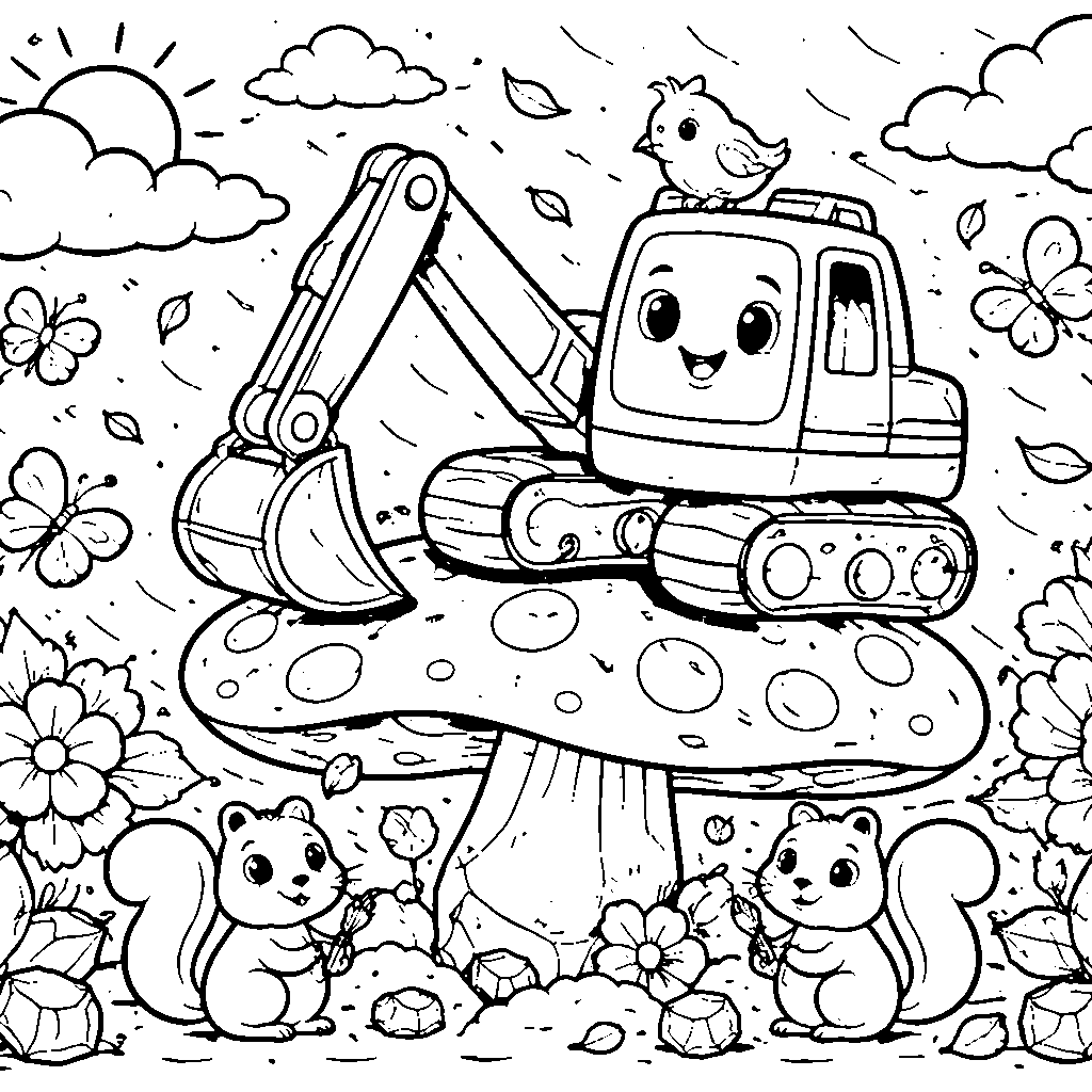 Excavator Adventure Coloring Page