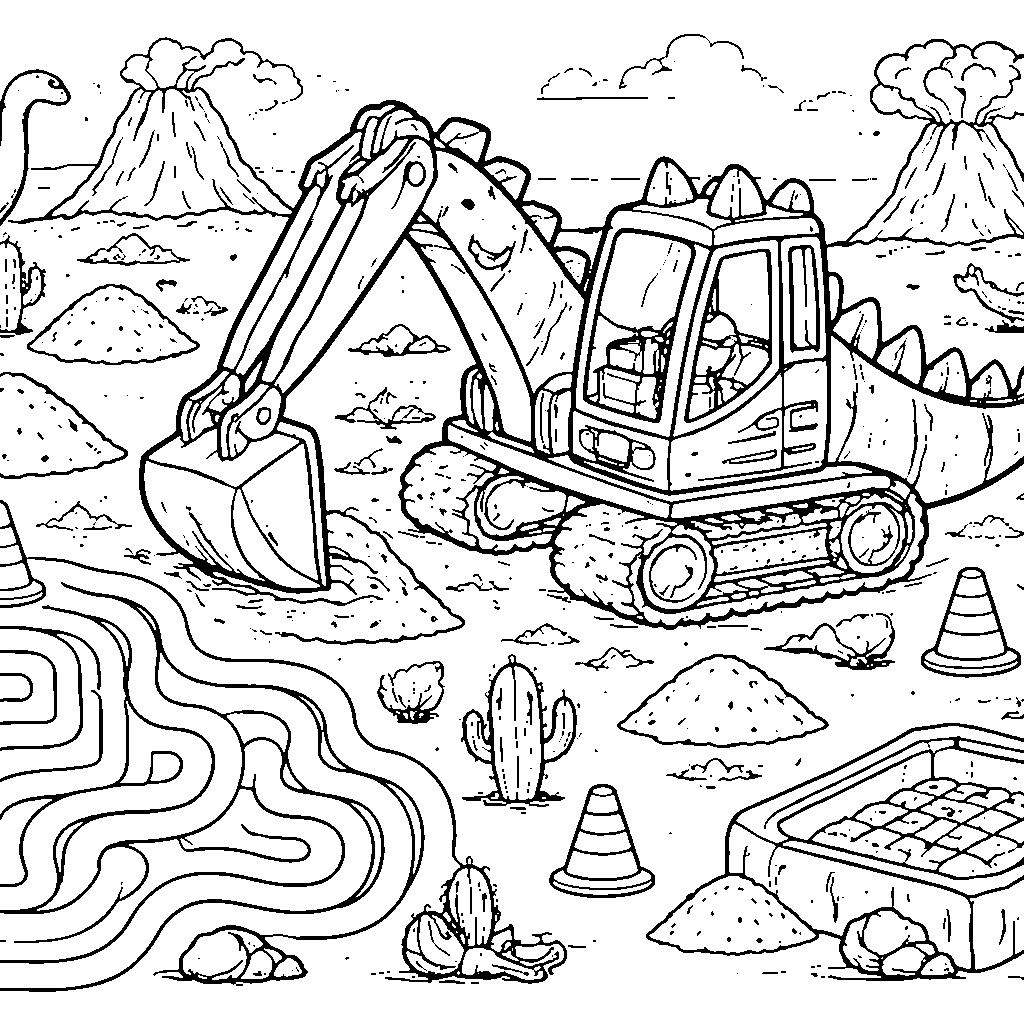 Excavator Dinosaur Coloring Page