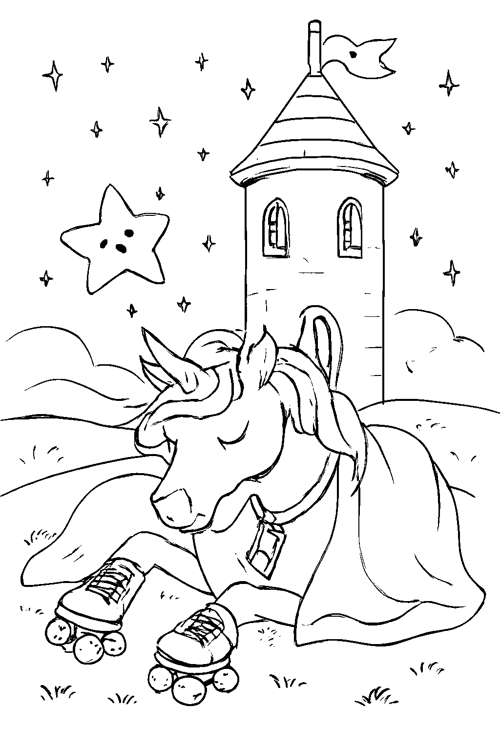 Enchanting Fantasy Horse Coloring Page for Kids