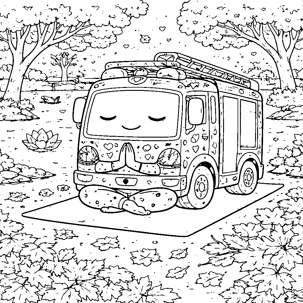 Brave Fire Truck Adventure Coloring Page