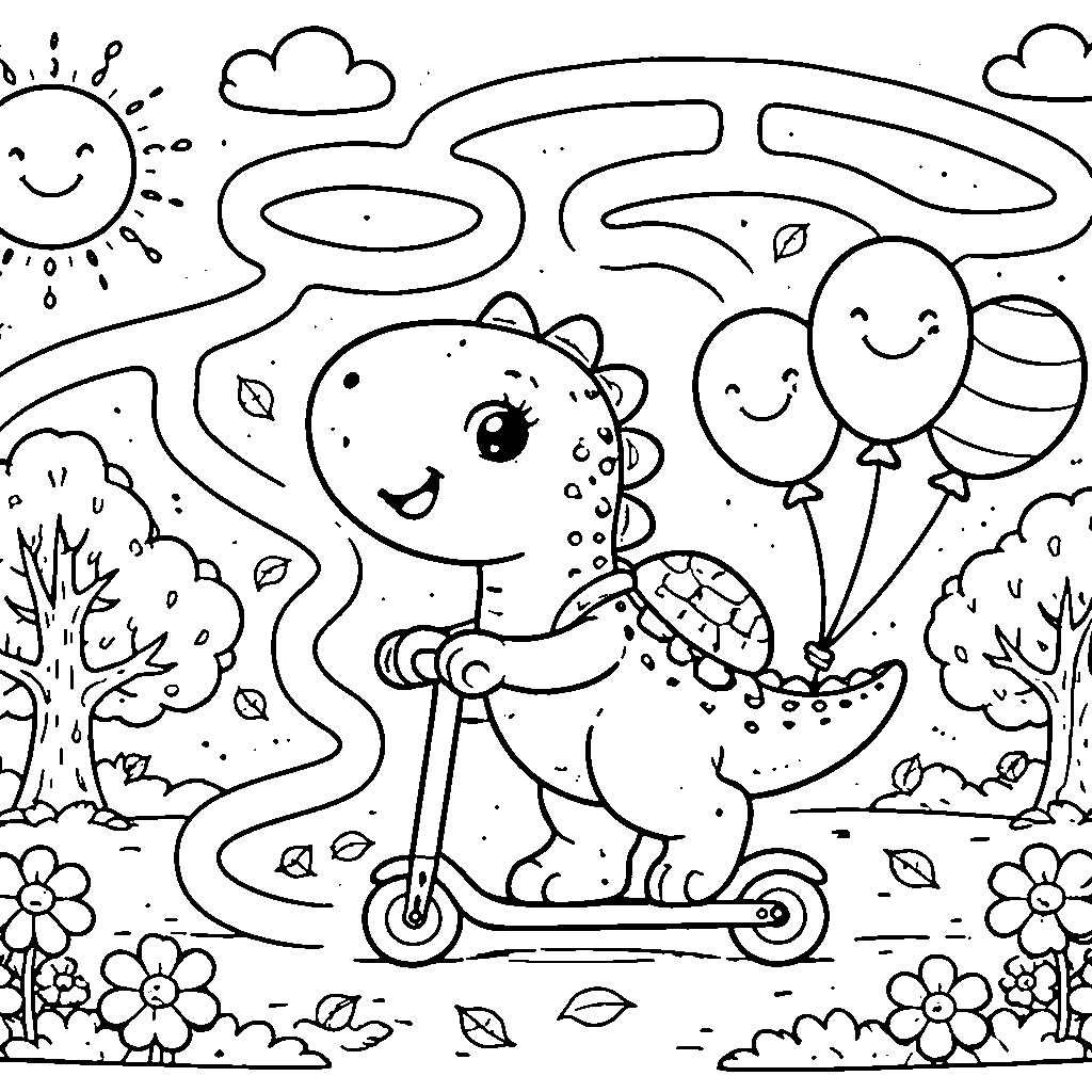 Friendly Dinosaur Coloring Page