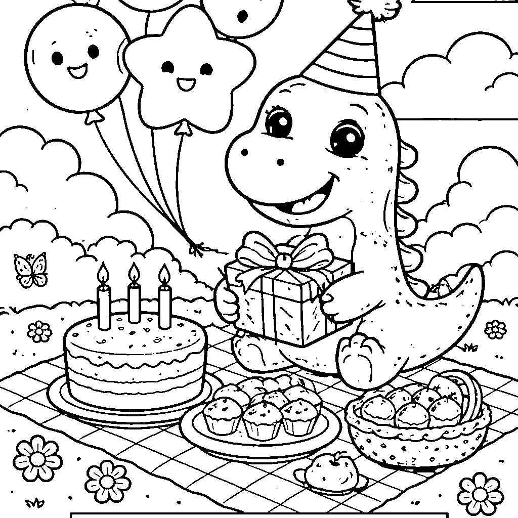 Friendly Dinosaur Coloring Page for Kids