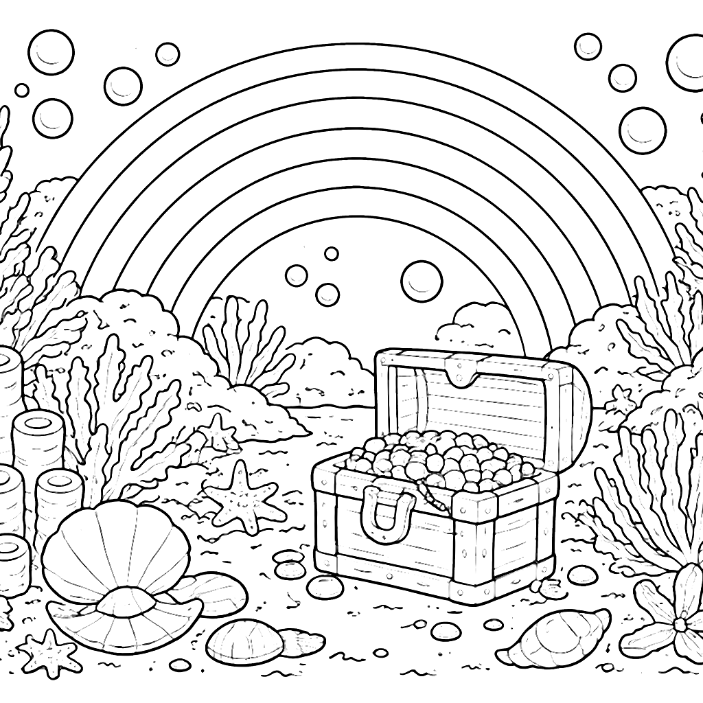 Colorful Underwater Friendly Rainbow Coloring Page