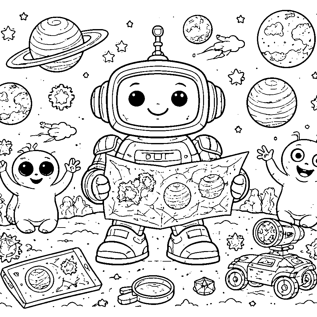 Friendly Space Explorer Coloring Page