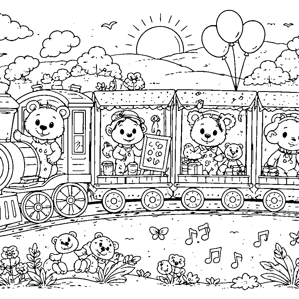 Friendly Train with Animal Conductors