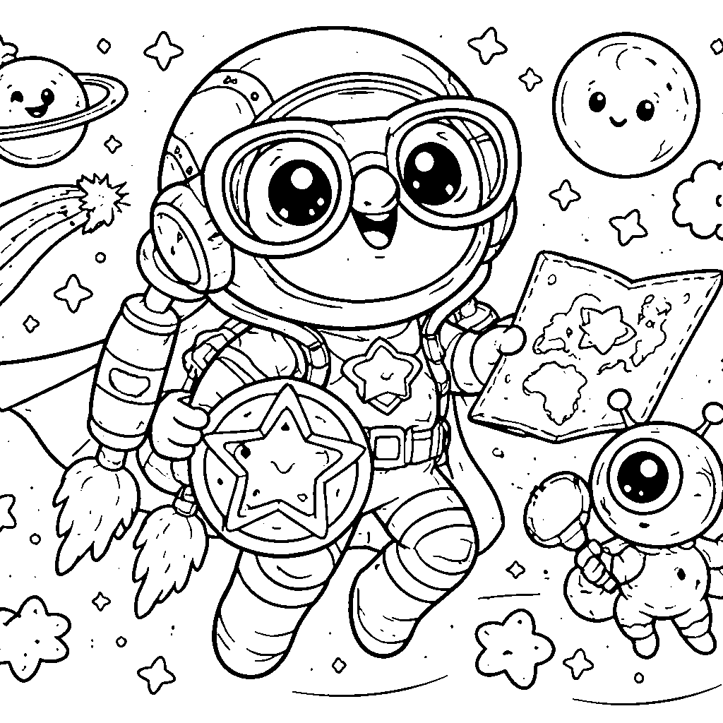 Galactic Astronaut Superhero Coloring Adventure