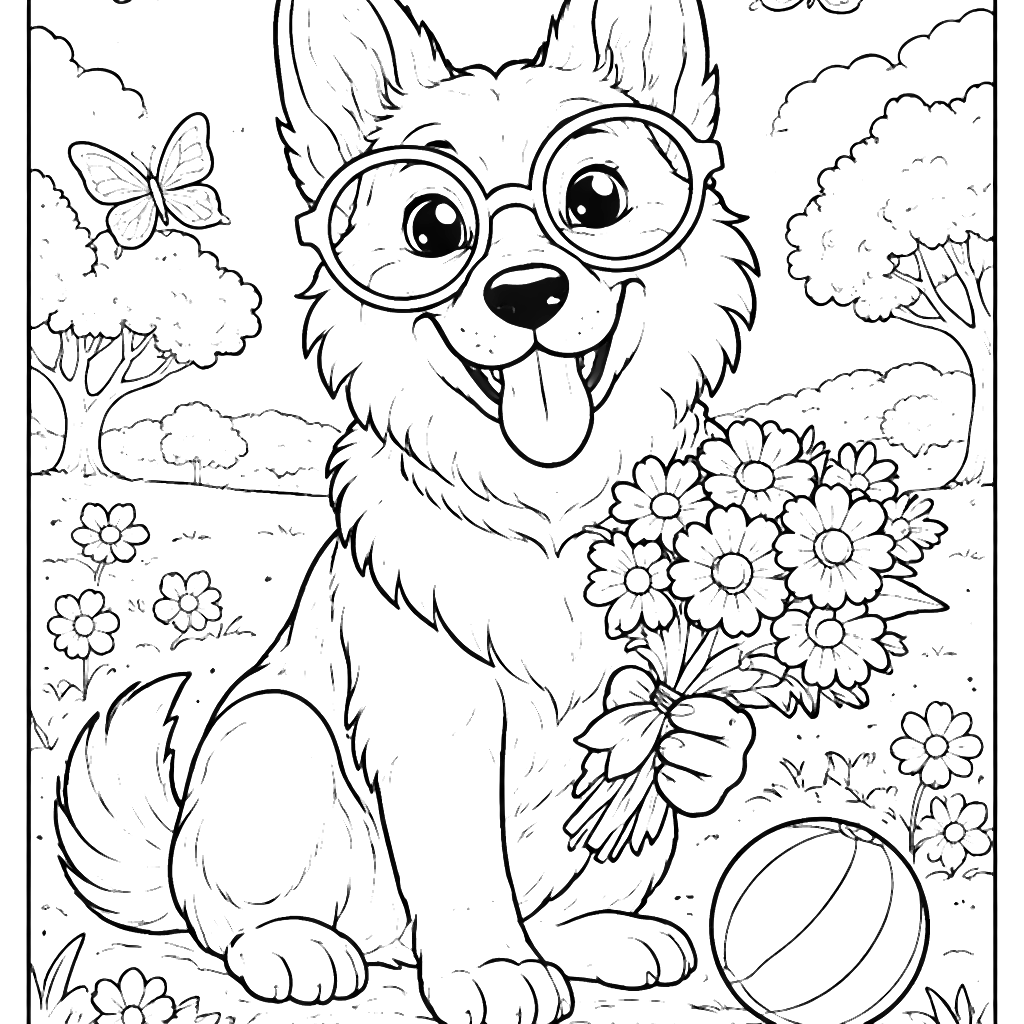 Fun German Shepherd Coloring Page for Kids