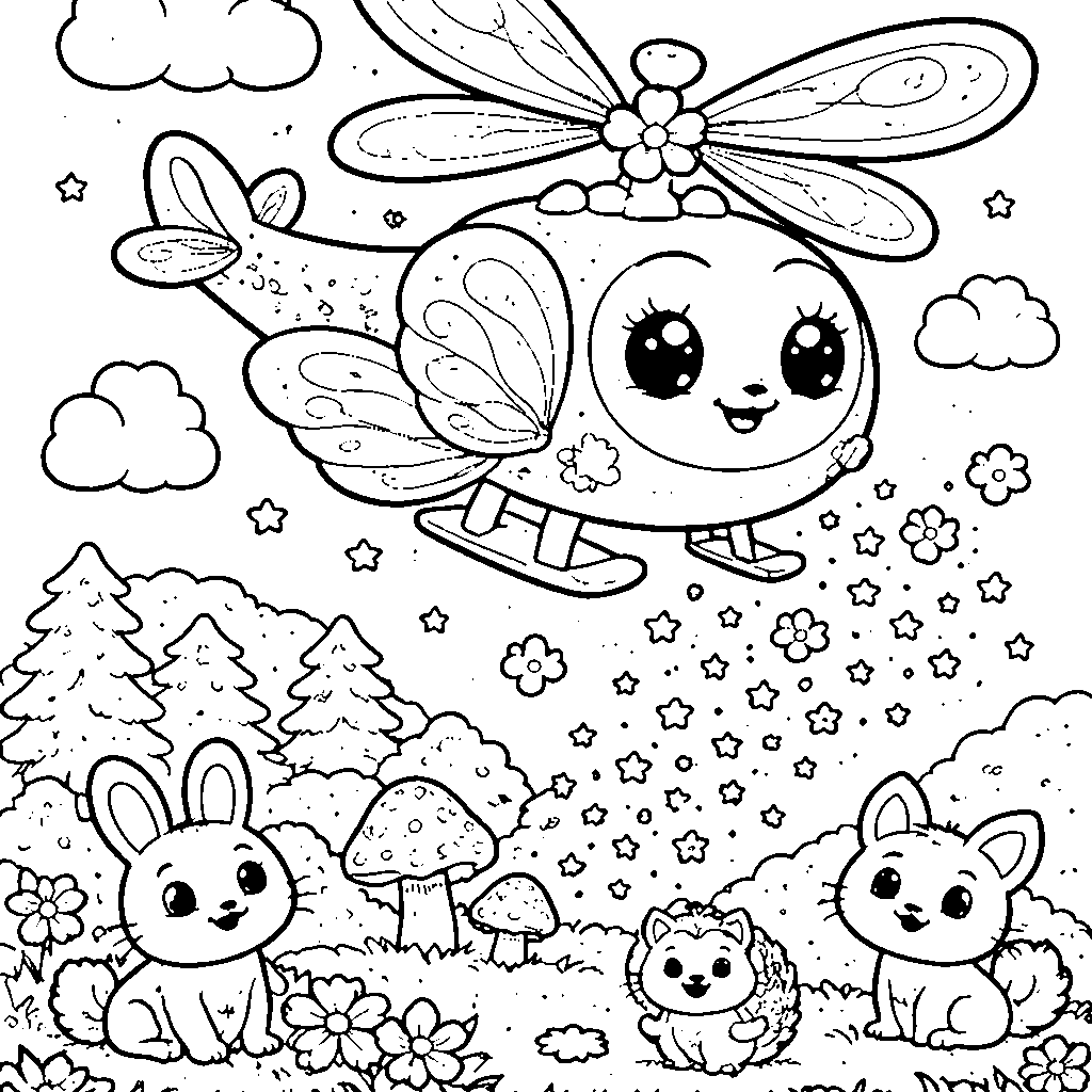 Helicopter Fairy Coloring Page