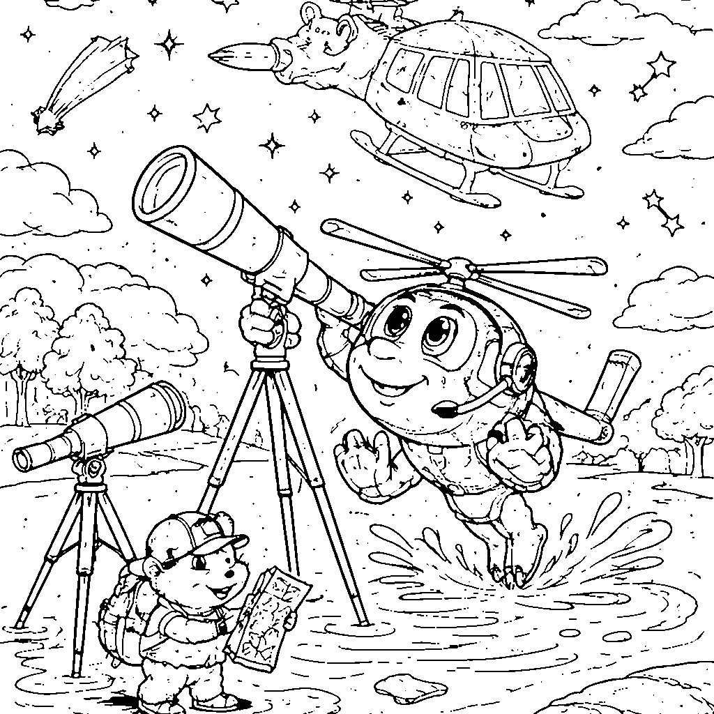 Soaring High: Helicopter Coloring Adventure