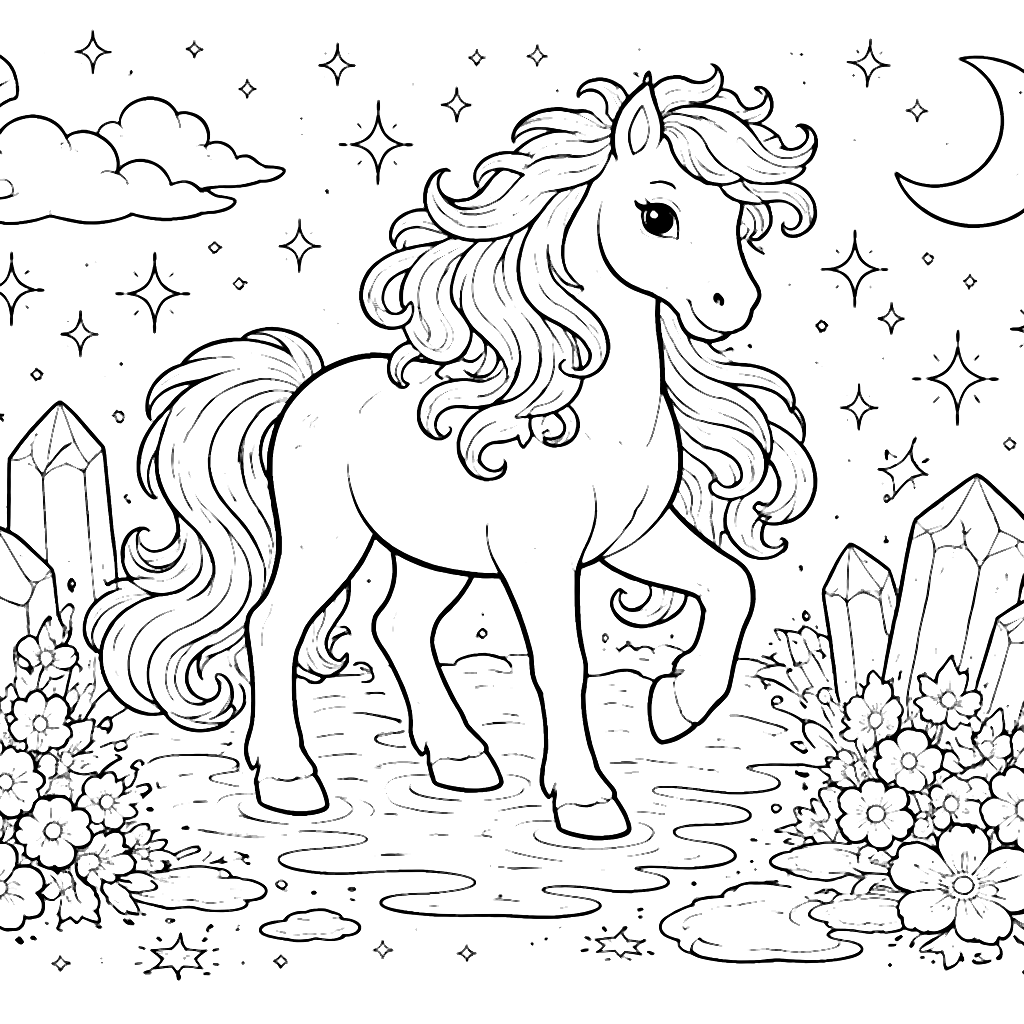 Magical Horse Coloring Page for Kids