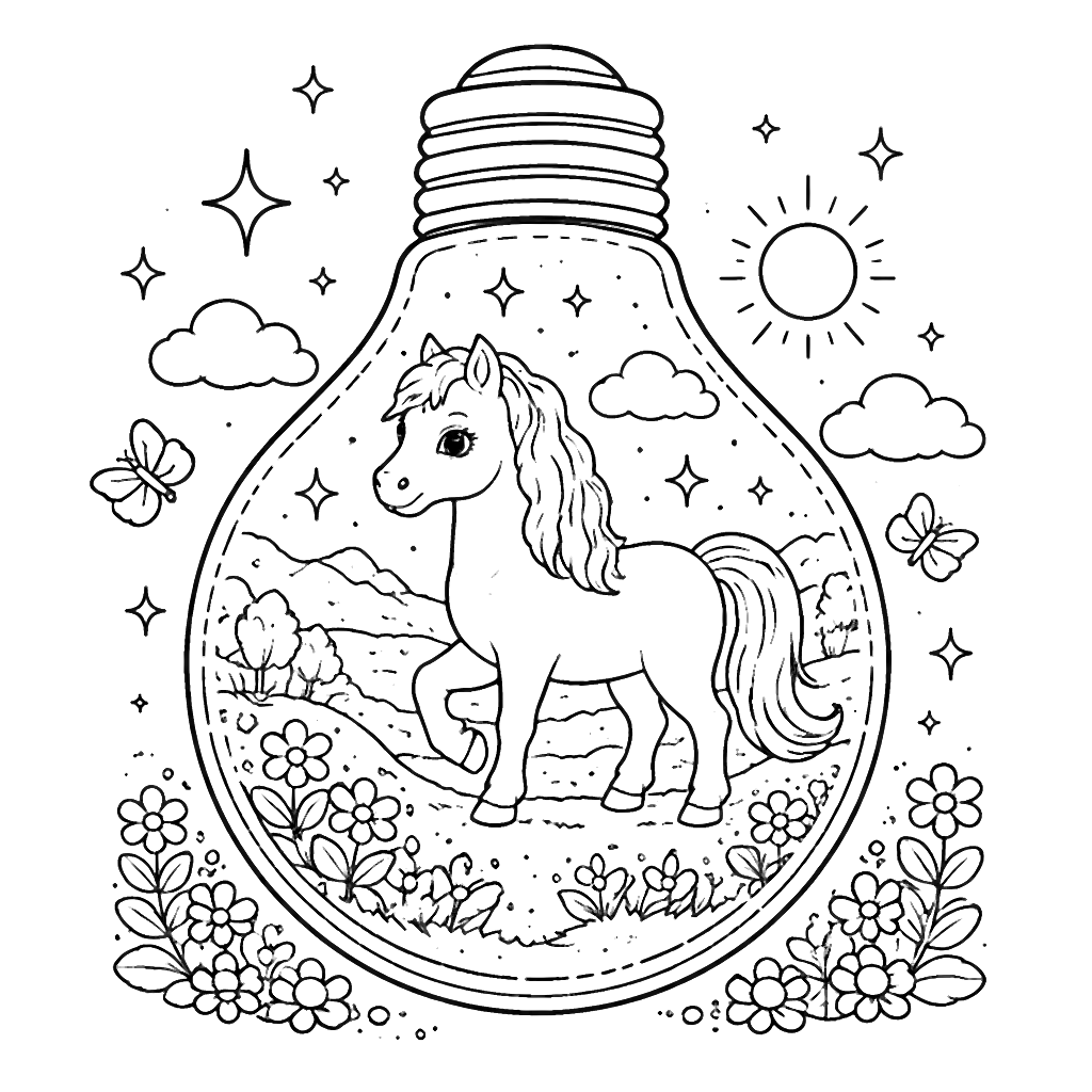 Enchanting Horse Coloring Page for Imaginative Kids