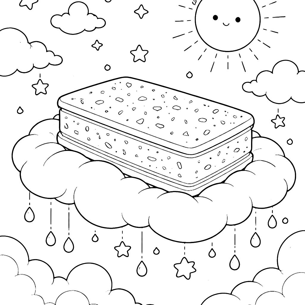 Dreamy Ice Cream Sandwich Coloring Page for Kids