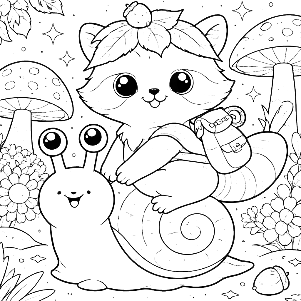 Kawaii Raccoon Coloring Page - Fun Printable Art