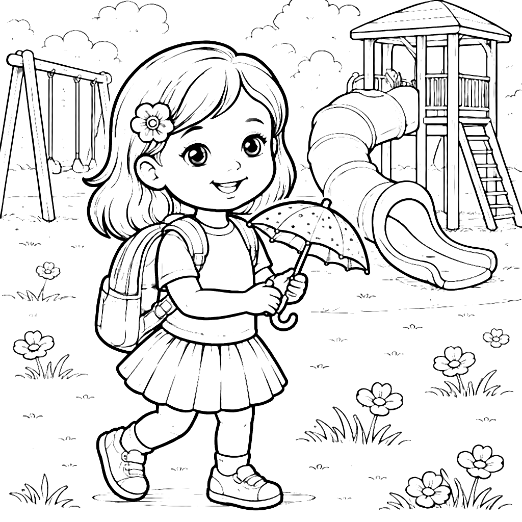 Joyful Kindergarten Fun with a Colorful Playground Scene