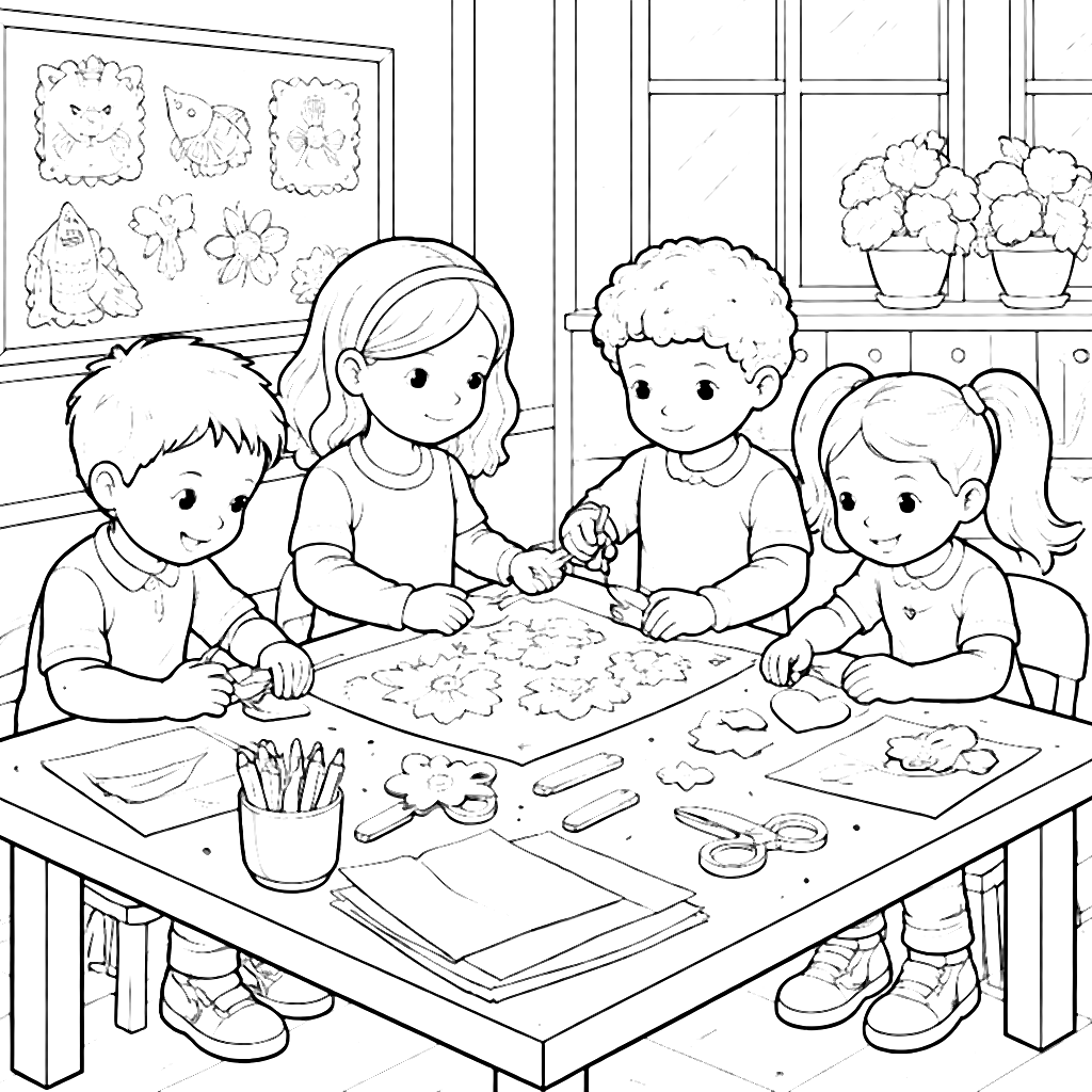 Engaging Kindergarten Craft Activity Coloring Page