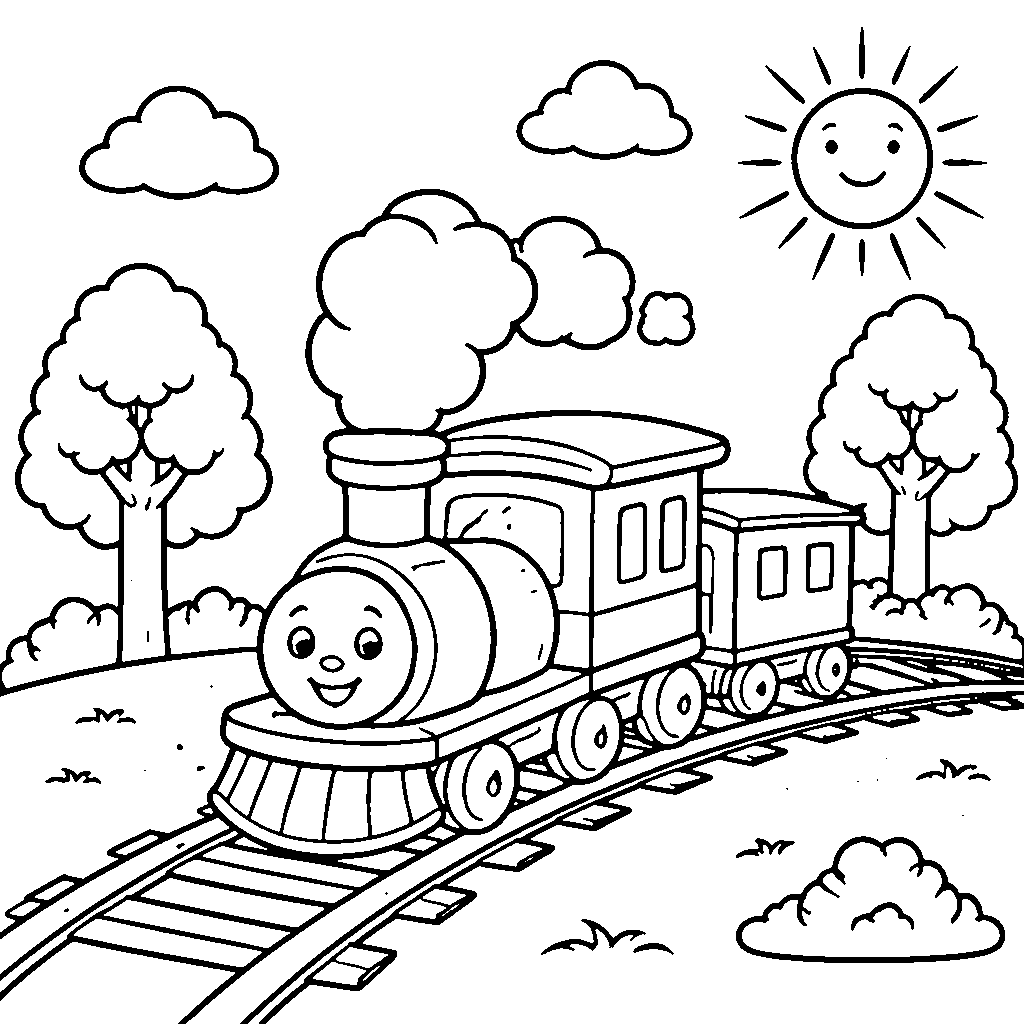 Colorful Train in the Forest