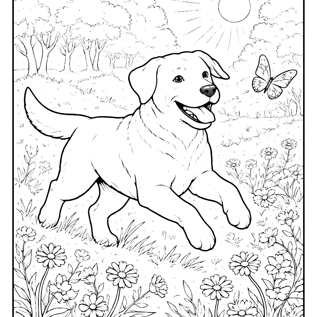 Lively Labrador Retriever Playing in a Sunlit Meadow