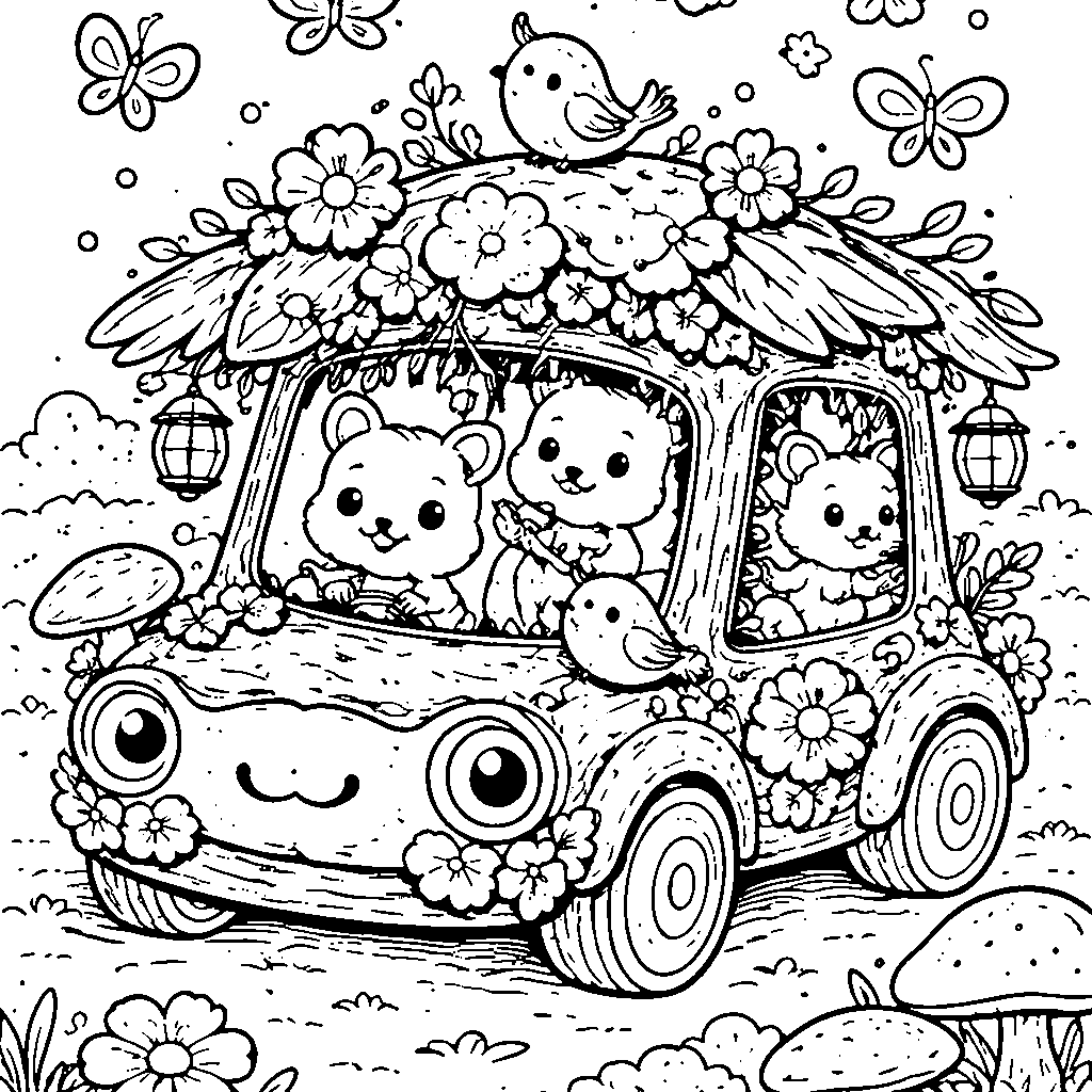 Magical Forest Carriage Coloring Page